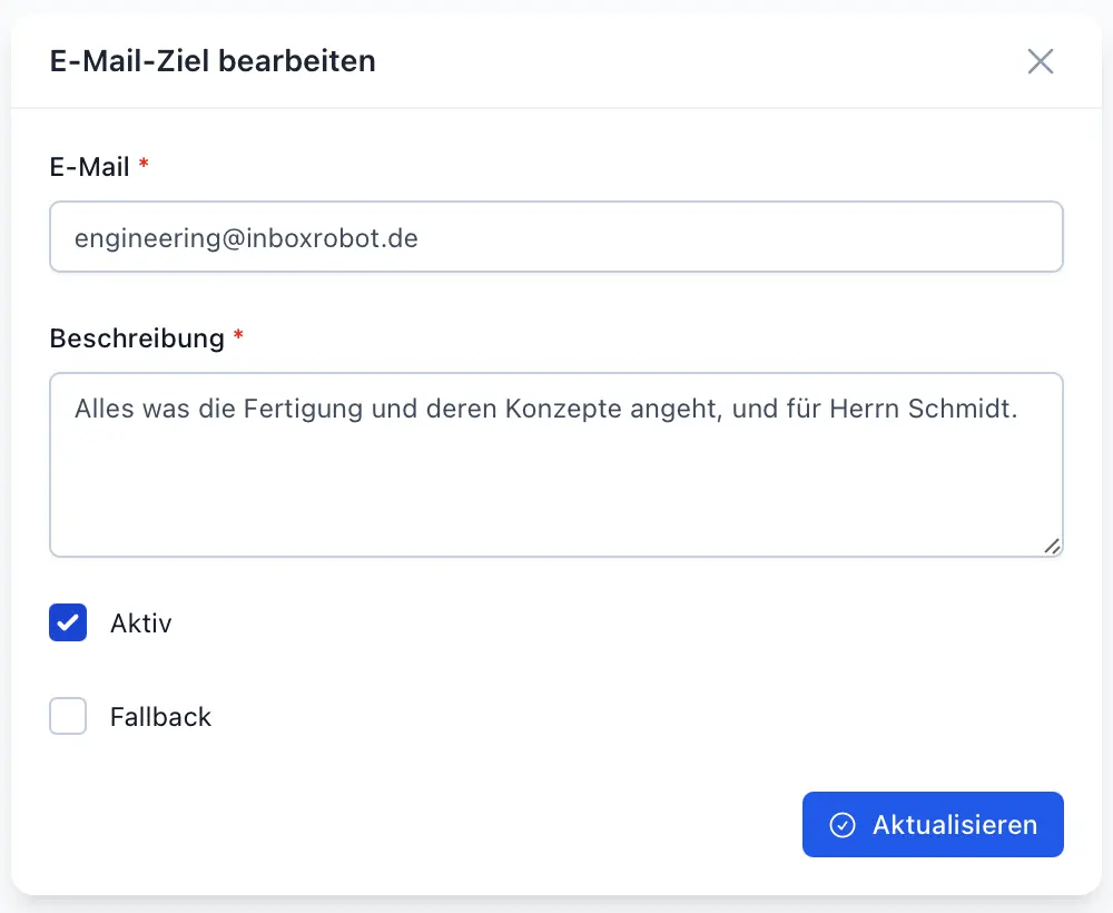 InboxRobot Weiterleitung anlegen
